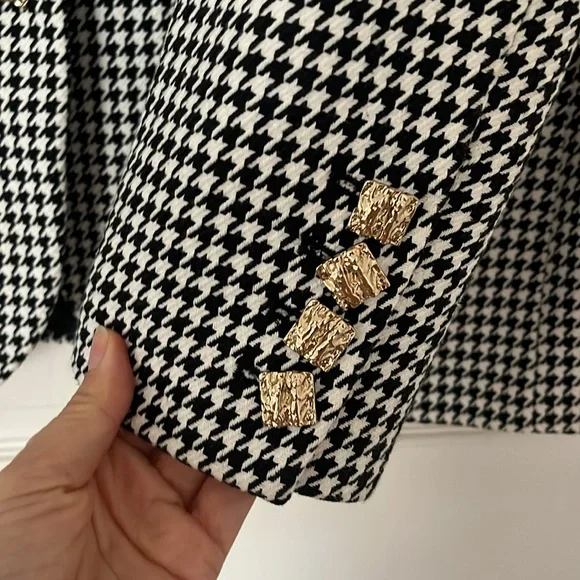 NWOT SELF-PORTRAIT HOUNDSTOOTH Cotton Jacket, US 8 - Picture 8 of 15